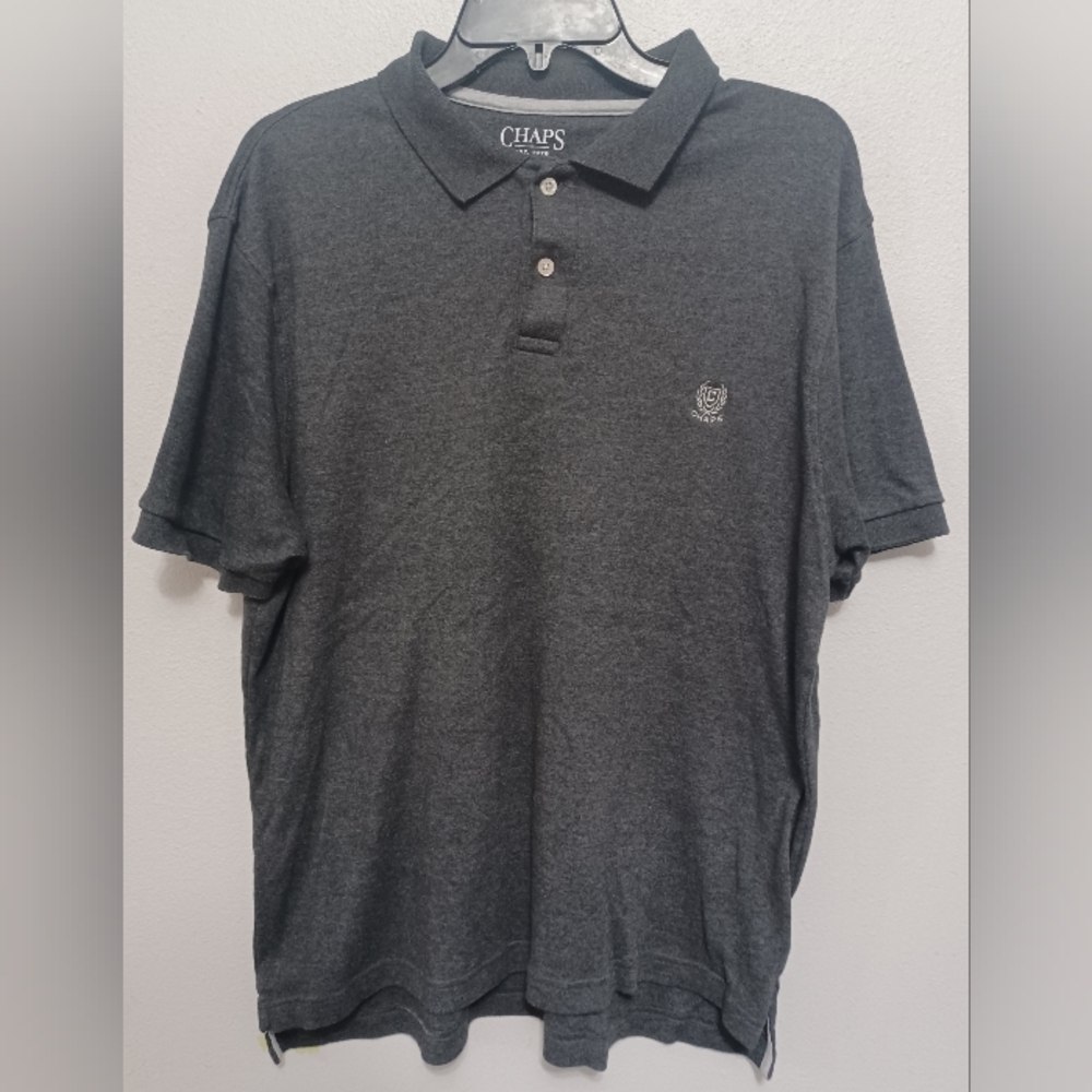 Chaps Natural Stretch Men's Polo Shirt Gray Size Large Short Sleeve